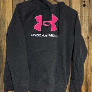 Under Armour Black Hoodie with Vibrant Pink Emblem